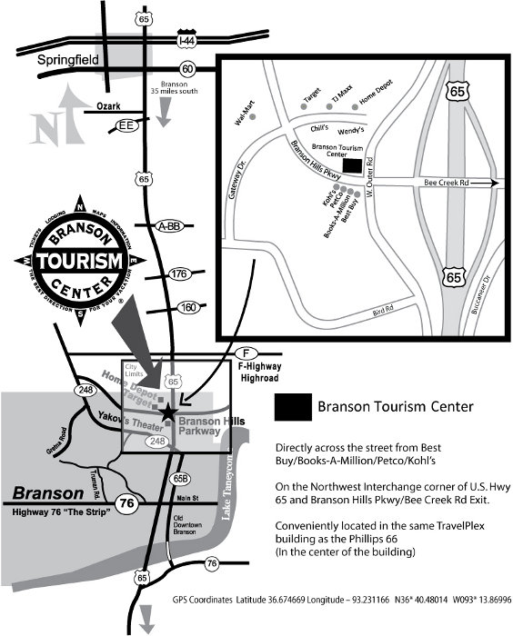 Map To Branson Tourism Center
